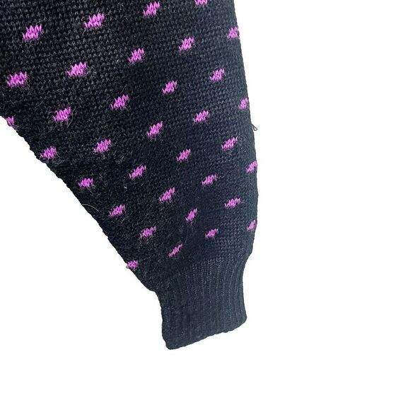 Vintage Demetre Ski Sweater S Black Fluorescent Multi Wool Blend Knit Mock Neck - Picture 4 of 7